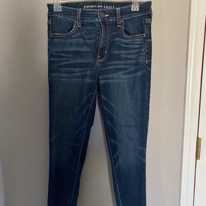 American Eagle high rise frayed bottom jeans